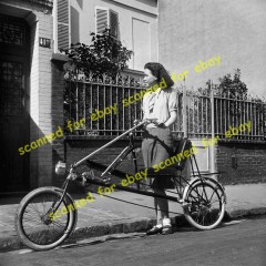 Photo - Velorizontal bicycle & model, France, 1945.JPG