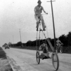 1940-50s Velocipede Stunt Man Bicycle Vintage Snapshot Photo copy.jpg